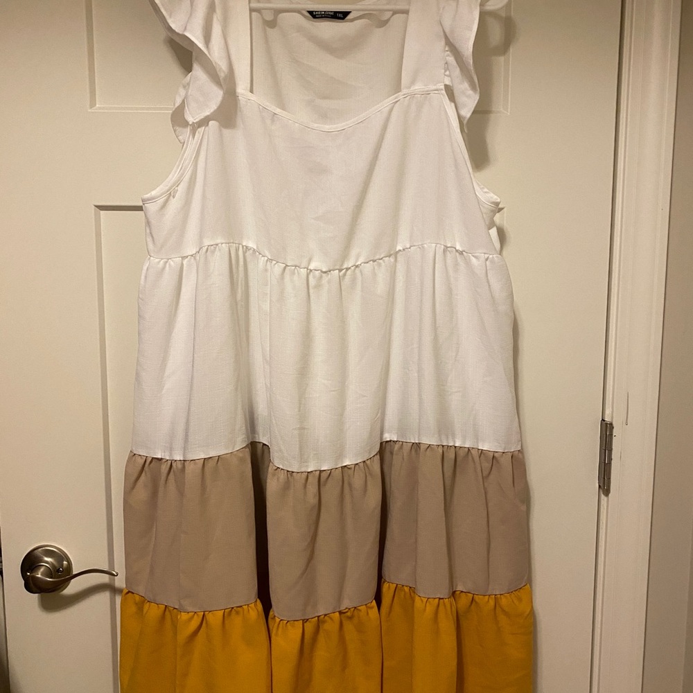 SHEIN Plus Ruffle Armhole Colorblock Smock Dress - Picture 3 of 3